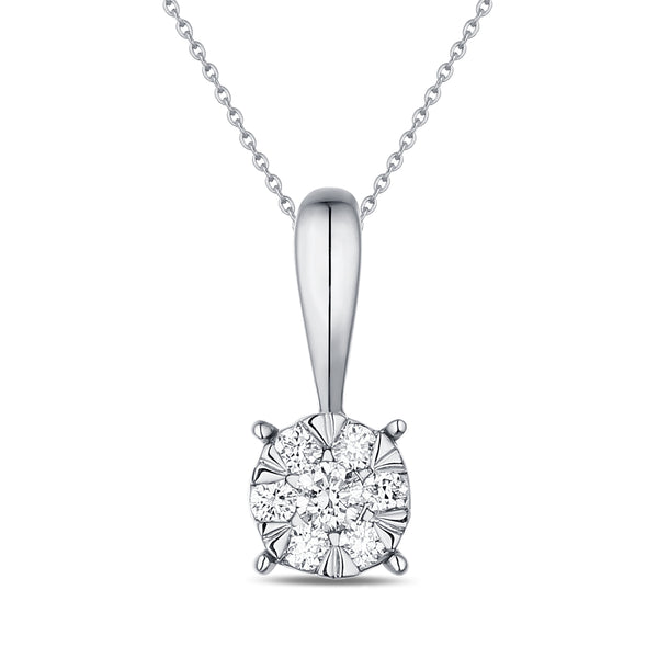 White Gold Diamond Cluster Pendant S2012150 and Diamond Cluster Ring S2012151 and Diamond Cluster Earrings S2012152