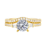 White Gold Fancy Cut Round and Taper Diamond Engagement Ring S2012075A and Matching Wedding Ring S2012075B