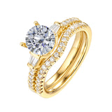 White Gold Fancy Cut Round and Taper Diamond Engagement Ring S2012075A and Matching Wedding Ring S2012075B