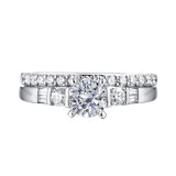 Fancy Cut Round and Taper Diamond Engagement Ring S2012080A and Matching Wedding Ring S2012080B
