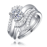 Fancy Cut Round and Taper Diamond Engagement Ring S2012085A and Matching Wedding Ring S2012085B