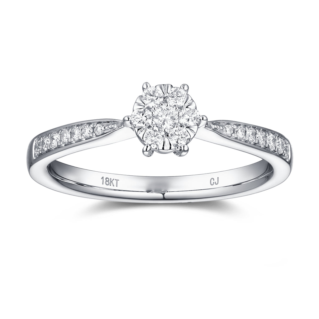 White Gold Diamond Cluster Ring - S2012148