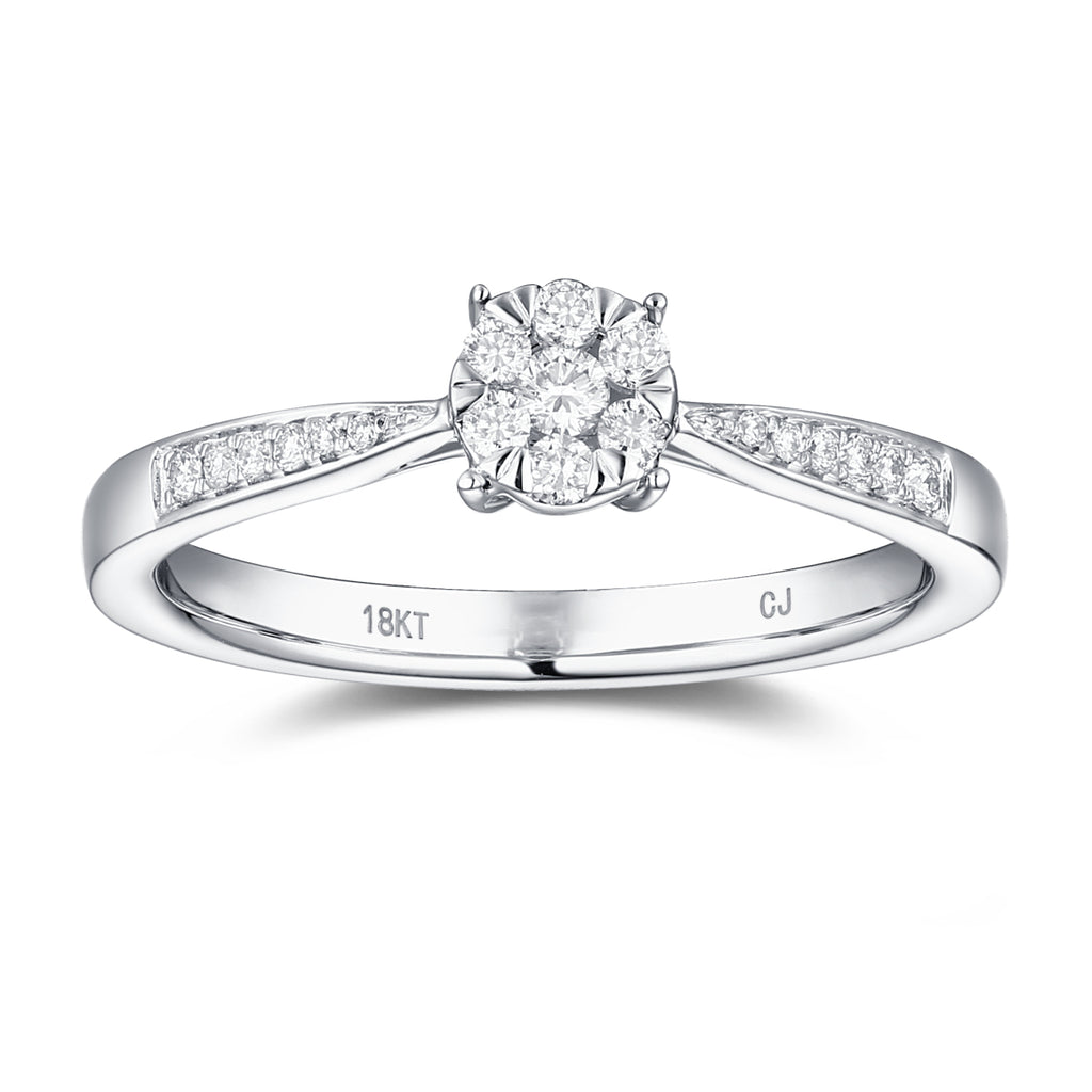 White Gold Diamond Cluster Ring - S2012149