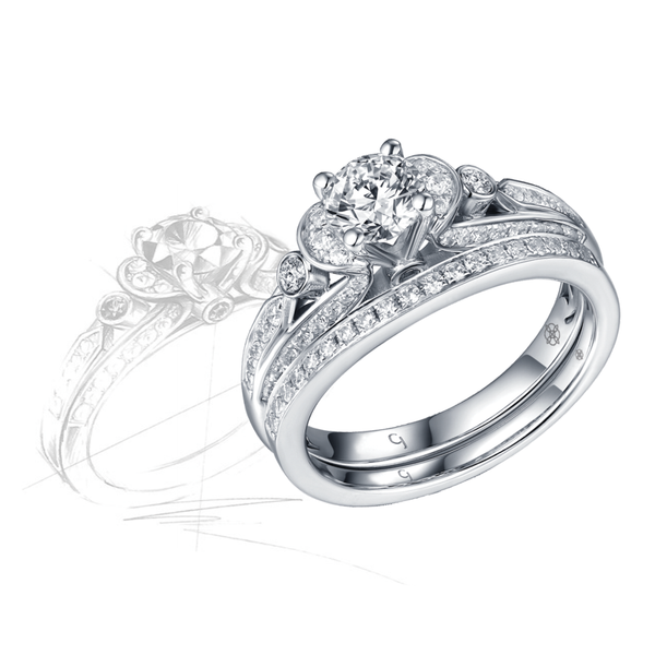 Renaissance Engagement Ring SV0232A and Band SV0232B Set