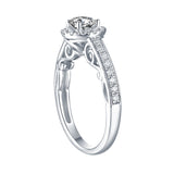 White Gold Round Engagement Ring S2016117A and Wedding Ring S2016117B