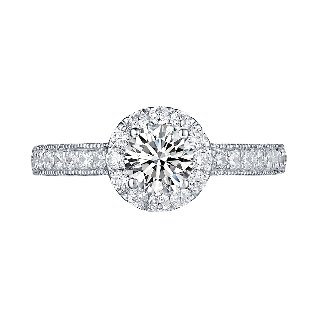 White Gold Round Engagement Ring S2016117A and Wedding Ring S2016117B