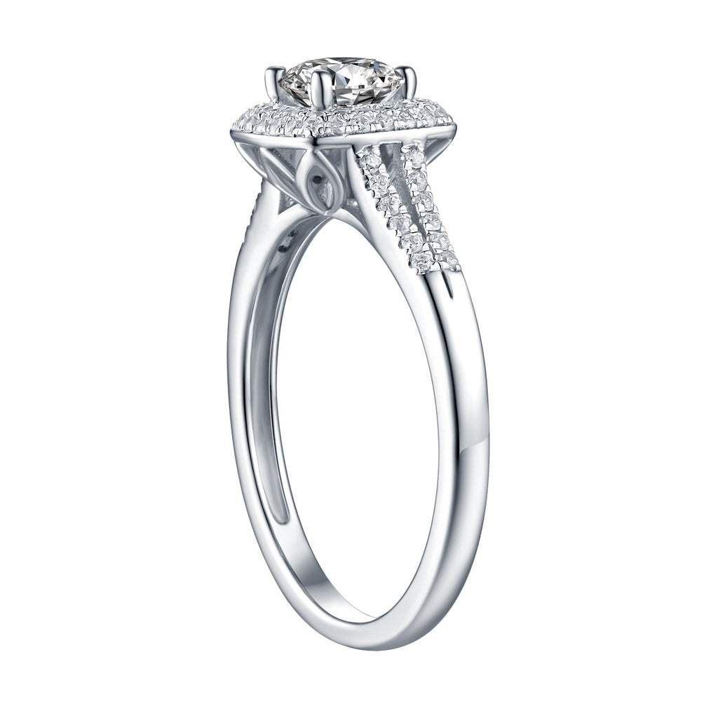 White Gold Round Engagement Ring S2016107A and Wedding Ring S2016107B