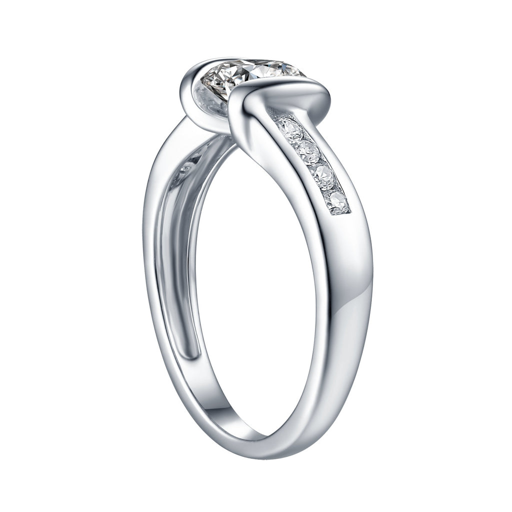 White Gold Round Engagement Ring S2016105A and Wedding Ring S2016105B