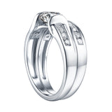 White Gold Round Engagement Ring S2016103A and Band S2016103B