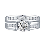 White Gold Round Engagement Ring S2016103A and Band S2016103B
