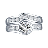 White Gold Round Engagement Ring S2016112A and Band S2016112B