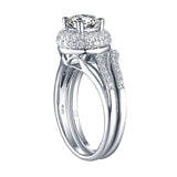 White Gold Round Engagement Ring S2016109A and Band S2016109B