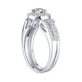 White Gold Round Engagement Ring S2016104A and Band S2016104B