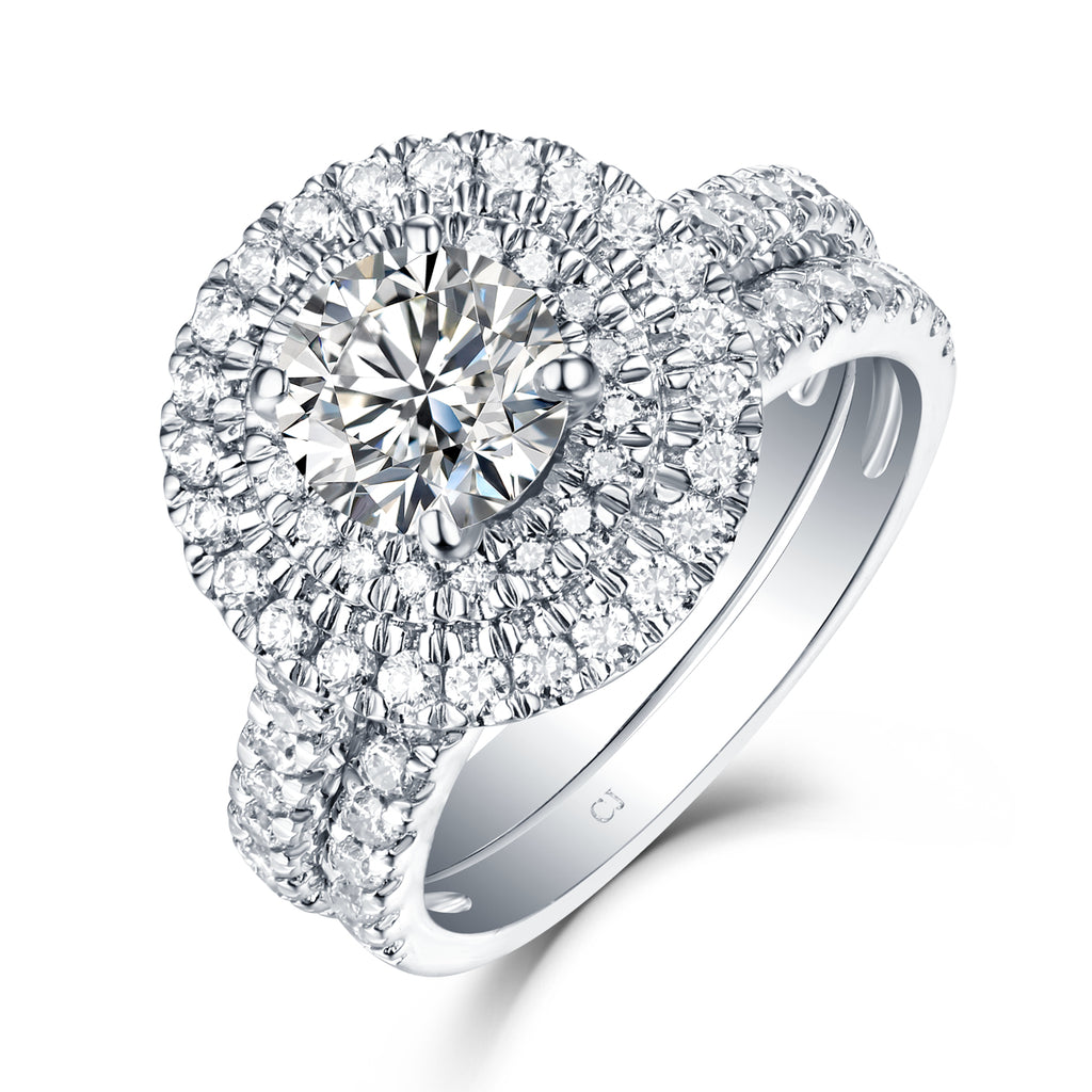 Halos Round Engagement Ring S2012678A and Band Set S2012678B