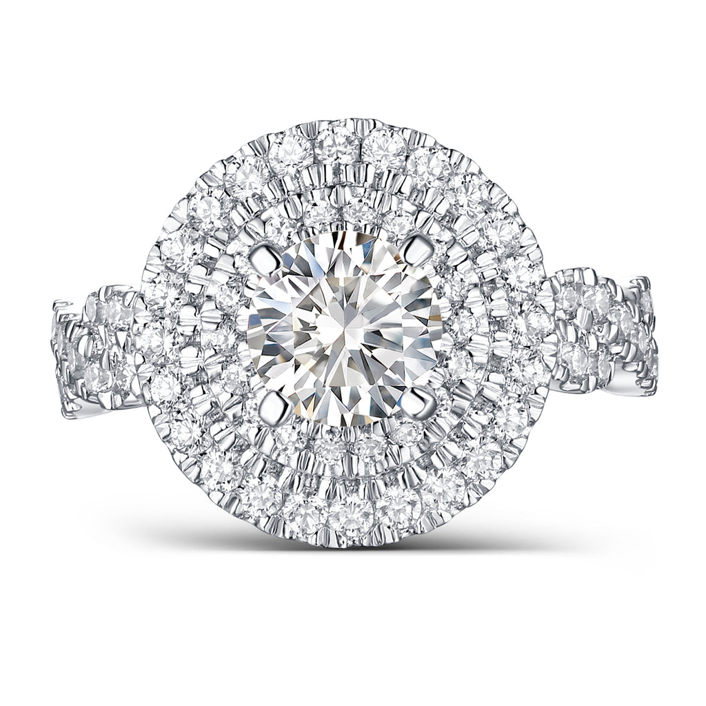 Halos Round Engagement Ring S2012679A and Band Set S2012679B
