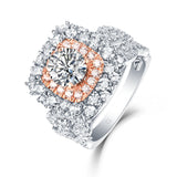 White Gold and Rose Gold Halos Round Engagement Ring S2012684A and Band Set S2012684B