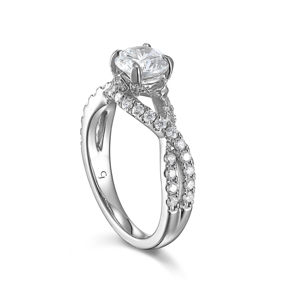 Round Diamond Engagement Ring S201526A and Band S201526B Set