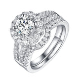 White Gold Round Engagement Ring S2016114A and Band S2016114B