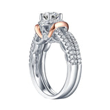 Two Tone Rose Gold and White Gold Round Engagement Ring S201636A and Band S201636B