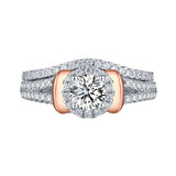 Two Tone Rose Gold and White Gold Round Engagement Ring S201636A and Band S201636B