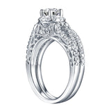 White Gold Round Engagement Ring S201638A and Band S201638B