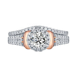 Two Tone Rose Gold and White Gold Round Engagement Ring S201639A and Band S201639B