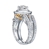 White Gold Round Engagement Ring S201642A and Band S201642B