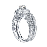 White Gold Round Engagement Ring S201643A and Band S201643B