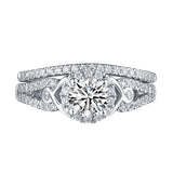 White Gold Round Engagement Ring S201644A and Band S201644B