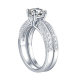 White Gold Round Engagement Ring S201649A and Band S201649B