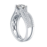 White Gold Round Engagement Ring S201650A and Band S201650B