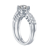 White Gold Round Engagement Ring S201652A and Band S201652B