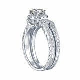 White Gold Round Engagement Ring S201653A and Band S201653B