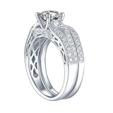 White Gold Round Engagement Ring S201654A and Band S201654B