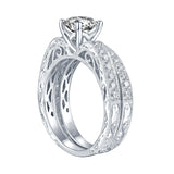 White Gold Round Engagement Ring S201668A and Band S201668B