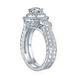 White Gold Round Engagement Ring S201670A and Band S201670B