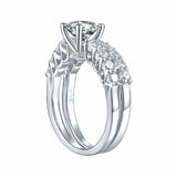 White Gold Round Engagement Ring S201674A and Band S201674B