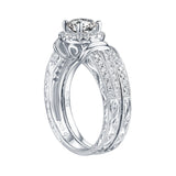 White Gold Round Engagement Ring S201675A and Band S201675B