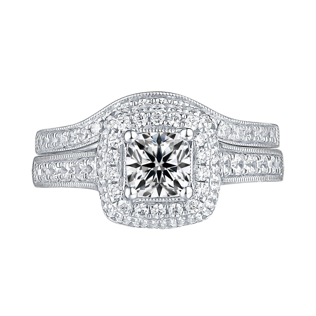 White Gold Round Engagement Ring S201678A and Band S201678B
