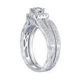 White Gold Round Engagement Ring S201779A and Band S201779B