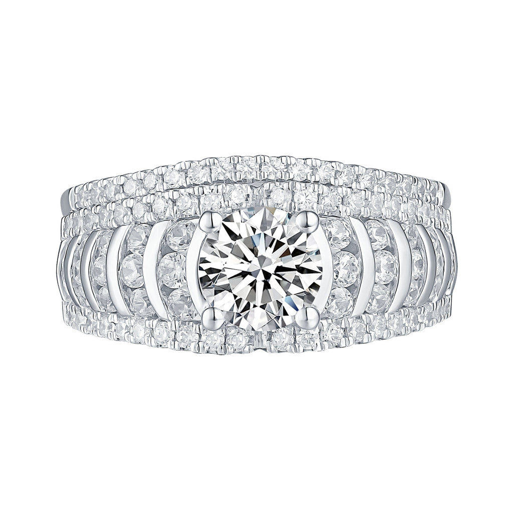 White Gold Round Engagement Ring S201781A and Band S201781B