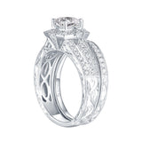 White Gold Round Engagement Ring S201782A and Band S201782B