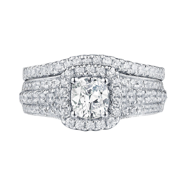 Cushion Cut Engagement Ring S201633A and Band Set S201633B