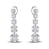 White Gold Diamond Cluster Earrings - S2012128