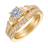Fancy Cut Round and Taper Diamond Engagement Ring S2012078A and Matching Wedding Ring S2012078B