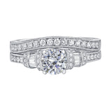 Fancy Cut Round and Taper Diamond Engagement Ring S2012078A and Matching Wedding Ring S2012078B