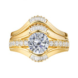 Fancy Cut Round and Taper Diamond Engagement Ring S2012086A and Matching Wedding Ring S2012086B