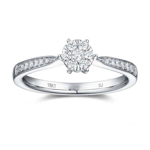 White Gold Diamond Cluster Ring - S2012148