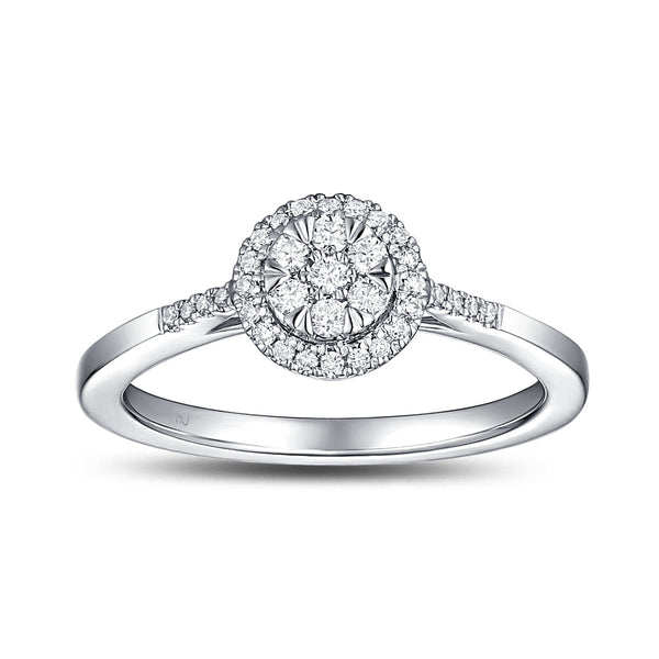 White Gold Diamond Cluster Halo Ring - S2012154