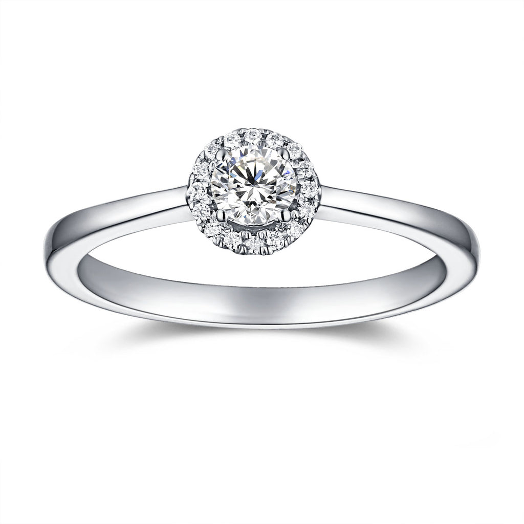 White Gold Halo Ring S2012156 and White Gold Halo Pendant S2012157